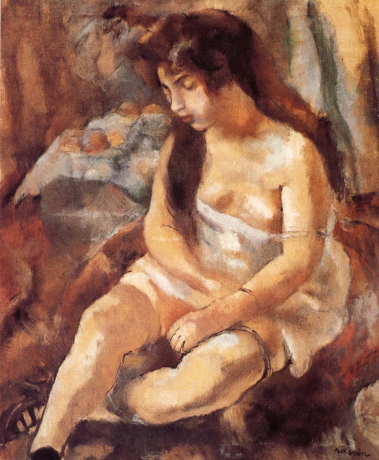 Jules Pascin Seated portrait of maiden